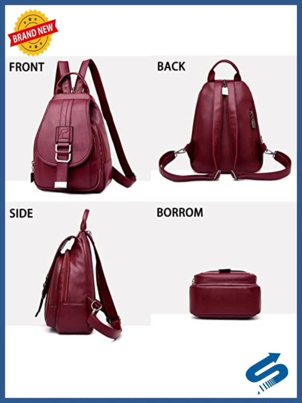 Large Genuine Leather Backpack for Women, Satchel Shoulder Bag for Travel Work